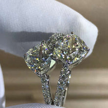 Load image into Gallery viewer, 3 Carat Cushion Cut Moissanite Ring Two Stone Split Shank VVS K-M Colorless