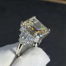 Load image into Gallery viewer, 5 Carat Emerald Cut Moissanite Ring Side Stone Plain Shank VVS K-M Colorless