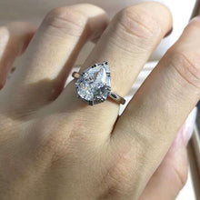 Load image into Gallery viewer, 4 Carat Pear Cut Moissanite Ring K-M Color Halo Cathedral Pinched Shank