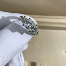Load image into Gallery viewer, 2 Carat Radiant Cut Moissanite Ring Three Stone Plain Shank VVS K-M Colorless