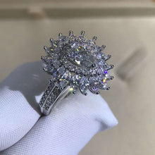 Load image into Gallery viewer, 1 Carat Pear Cut Moissanite Ring Bead-set Band Double Halo Starburst Bead-set