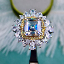 Load image into Gallery viewer, 5.5 Carat Asscher Cut Moissanite Ring Square Double Halo Star Burst Certified VVS D Color