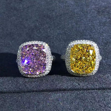 Load image into Gallery viewer, 8 Carat Pink Cushion Cut Double Edge Halo Cathedral Pave Moissanite Ring