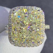 Load image into Gallery viewer, 8 Carat Radiant Cut Moissanite Ring VVS K-M Colorless Halo French Pave