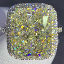 Load image into Gallery viewer, 8 Carat Radiant Cut Moissanite Ring VVS K-M Colorless Halo French Pave