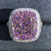 Load image into Gallery viewer, 8 Carat Pink Cushion Cut Double Edge Halo Cathedral Pave Moissanite Ring