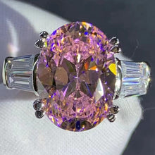 Load image into Gallery viewer, BIG 6 Carat Pink Oval Cut Double Prong Basket Three Stone VVS Moissanite Ring