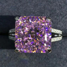 Load image into Gallery viewer, 6 Carat Pink Radiant Cut 4 Prong Bead-set Split Shank VVS Moissanite Ring