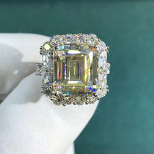 Load image into Gallery viewer, 6 Carat Emerald Cut Moissanite Ring Halo Plain Shank VVS K-M Colorless