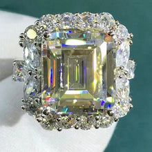 Load image into Gallery viewer, 6 Carat Emerald Cut Moissanite Ring Halo Plain Shank VVS K-M Colorless
