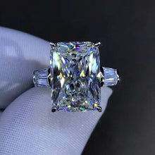 Load image into Gallery viewer, 6 Carat Elongated Cushion Cut Moissanite Ring Three Stone VVS K-M Colorless