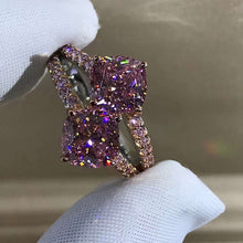 Load image into Gallery viewer, 3 Carat Cushion Cut Moissanite Ring Two Stone Split Shank VVS K-M Colorless