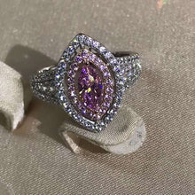 Load image into Gallery viewer, 1 Carat Marquise Moissanite Ring Double Halo Split Shank VVS K-M Color