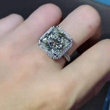 Load image into Gallery viewer, 6 Carat Radiant Cut Moissanite Ring K-M Colorless Bead-set Double Edge Halo Pave Wrap