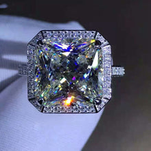 Load image into Gallery viewer, 6 Carat Radiant Cut Moissanite Ring K-M Colorless Bead-set Double Edge Halo Pave Wrap