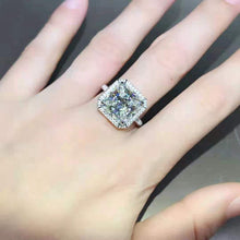 Load image into Gallery viewer, 6 Carat Radiant Cut Moissanite Ring K-M Colorless Bead-set Double Edge Halo Pave Wrap