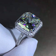 Load image into Gallery viewer, 6 Carat Radiant Cut Moissanite Ring K-M Colorless Bead-set Double Edge Halo Pave Wrap