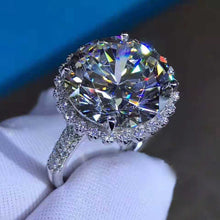 Load image into Gallery viewer, 8 Carat Round Cut Moissanite Ring K-M Colorless Flower Halo Pave Cathedral