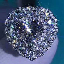 Load image into Gallery viewer, 2 Carat Heart Cut Moissanite Ring Triple Halo Straight Shank VVS K-M Colorless