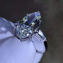 Load image into Gallery viewer, 15 Carat Oval Cut Moissanite Ring K-M Colorless Hidden Halo Bead-set Cathedral