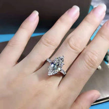 Load image into Gallery viewer, 15 Carat Oval Cut Moissanite Ring K-M Colorless Hidden Halo Bead-set Cathedral