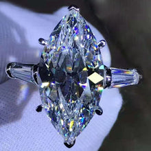 Load image into Gallery viewer, 15 Carat Oval Cut Moissanite Ring K-M Colorless Hidden Halo Bead-set Cathedral