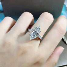 Load image into Gallery viewer, 15 Carat Oval Cut Moissanite Ring K-M Colorless Hidden Halo Bead-set Cathedral