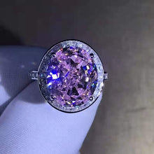 Load image into Gallery viewer, 8 Carat Pink Oval Cut Halo Bead-set Cathedral VVS Moissanite Rings