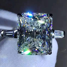 Load image into Gallery viewer, 5 Carat Radiant Cut Moissanite Ring G-H Color Three Stone Basket Tapered