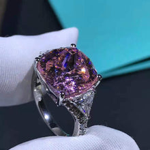 Load image into Gallery viewer, 6 Carat Pink Cushion Cut Three Stone Cathedral Bead-set VVS Moissanite Ring