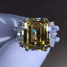 Load image into Gallery viewer, 8 Carat Emerald Cut Moissanite Ring K-M Colorless Double Prong 11 Stone Split Shank