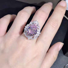 Load image into Gallery viewer, 10 Carat Pink Pear Cut Filigree Halo Bead-set Cathedral Moissanite Ring