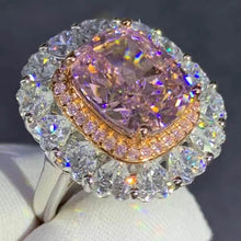 Load image into Gallery viewer, 6 Carat Pink Cushion Cut Two-tone Double Halo VVS Moissanite Ring