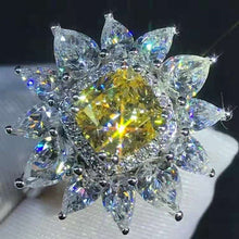 Load image into Gallery viewer, 2 Carat Pink Cushion Cut 13 Stone Double Halo Starburst Moissanite Ring
