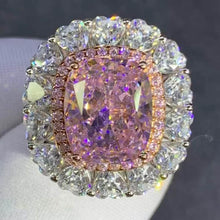 Load image into Gallery viewer, 6 Carat Pink Cushion Cut Two-tone Double Halo VVS Moissanite Ring