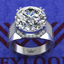 Load image into Gallery viewer, 10 Carat Round Cut Moissanite Men's Ring Pave Double Prong VVS D Colorless