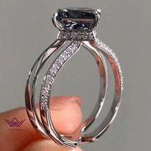 Load image into Gallery viewer, Kite Cut Halo Beadset Moissanite Ring Gray Color