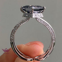 Load image into Gallery viewer, Kite Cut Halo Beadset Moissanite Ring Gray Color