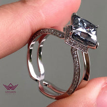 Load image into Gallery viewer, Kite Cut Halo Beadset Moissanite Ring Gray Color