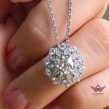 Load image into Gallery viewer, 8 CTW Round Cut Sunflower Halo VVS Moissanite Necklace D Color