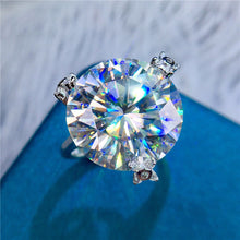 Load image into Gallery viewer, 13 Carat Round Cut Moissanite Ring 3 Prong Plain Shank Certified VVS D Color