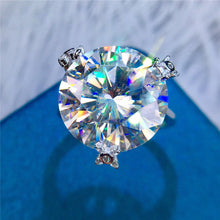 Load image into Gallery viewer, 13 Carat Round Cut Moissanite Ring 3 Prong Plain Shank Certified VVS D Color