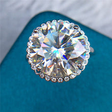 Load image into Gallery viewer, 8 Carat Round Cut Moissanite Ring 4 Prong Halo Plain Shank Certified VVS D Color