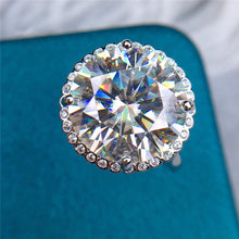 Load image into Gallery viewer, 8 Carat Round Cut Moissanite Ring 4 Prong Halo Plain Shank Certified VVS D Color