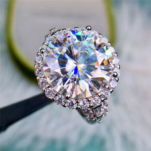 Load image into Gallery viewer, 8 Carat Round Cut Moissanite Ring Christopher Halo French Pave Certified VVS D Color