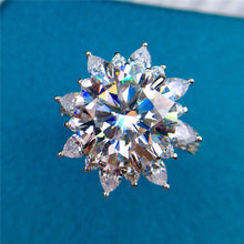 Load image into Gallery viewer, 8 Carat Round Cut Moissanite Ring Starburst Certified VVS D Color
