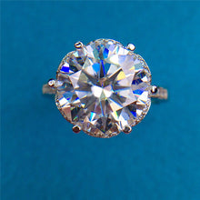 Load image into Gallery viewer, 5 Carat Round Cut Moissanite Ring 6 Prong Subtle Halo Certified VVS D Color