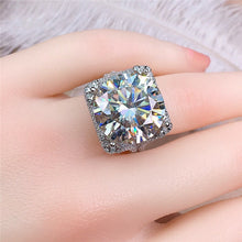 Load image into Gallery viewer, 13 Carat Round Cut Moissanite Ring Antique Halo Split Shank Vintage Certified VVS D Color