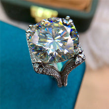 Load image into Gallery viewer, 13 Carat Round Cut Moissanite Ring Antique Halo Split Shank Vintage Certified VVS D Color