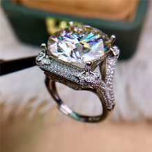 Load image into Gallery viewer, 13 Carat Round Cut Moissanite Ring Antique Halo Split Shank Vintage Certified VVS D Color